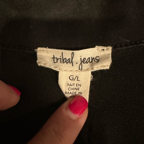 Tribal Black Denim Jean Jacket size L - Picture 3 of 3